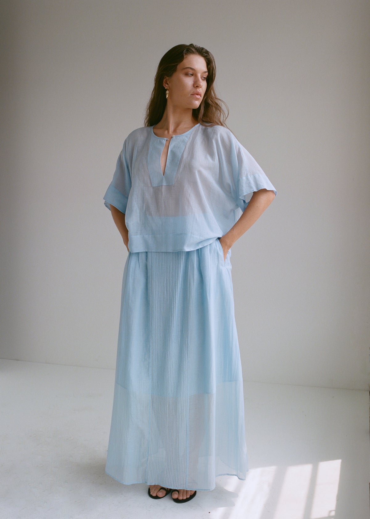 Raj Short-Sleeve Yoke Blouse