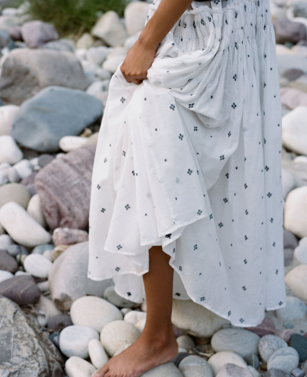 Chitra Smocked Jamdani Maxi Skirt