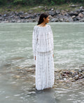 Chitra Smocked Jamdani Maxi Skirt
