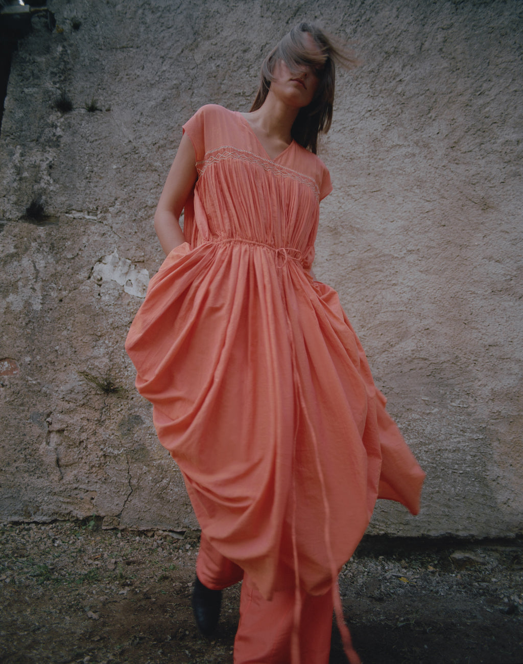 red chambray dress LNA Clothing