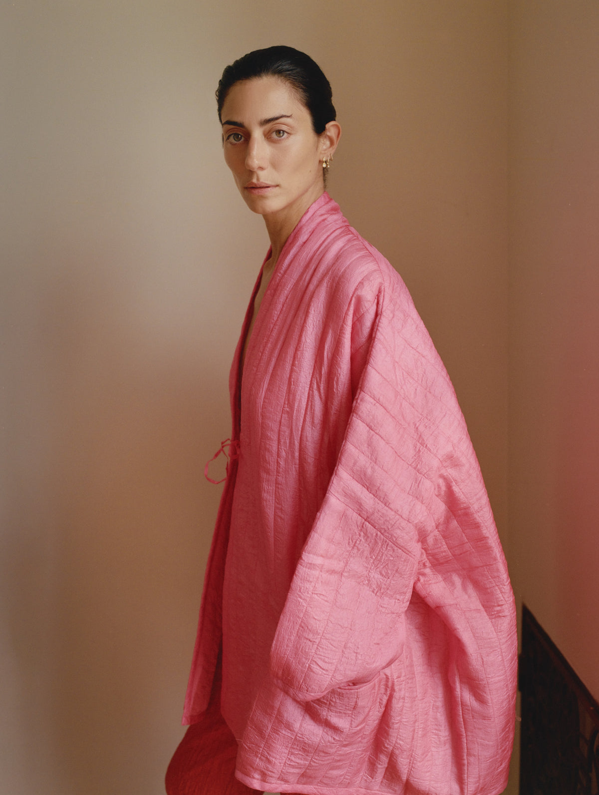 Raj Quilted Tussar Kimono