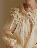 Anais Long-Sleeve Metallic Blouse