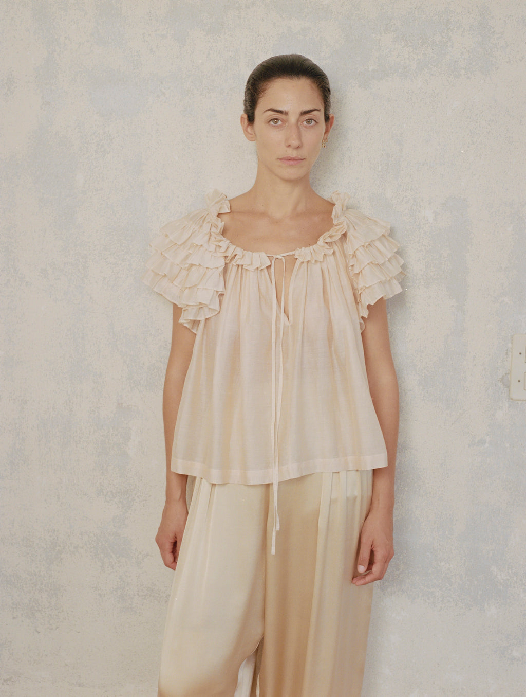 Sophie Short-Sleeve Ruffle Blouse