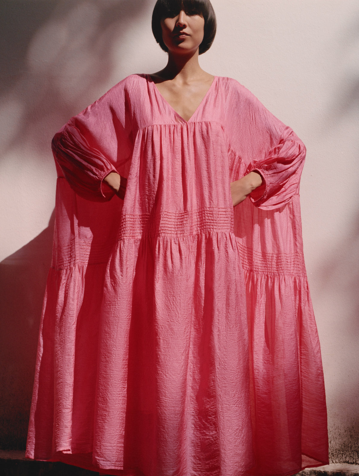 Anaak Palma Pleated Dress in Fluoro Pink Anaak Palma Pleated Dress in Fluoro Pink