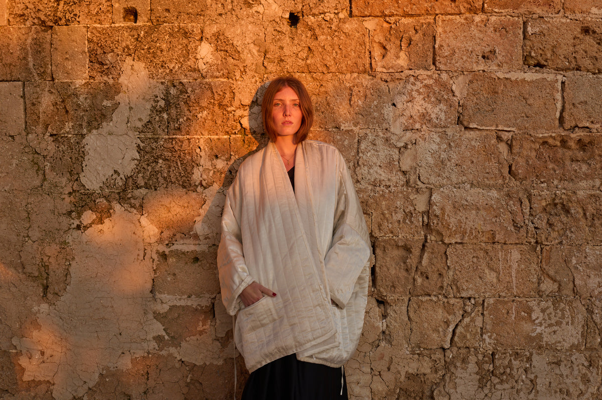 Raj Quilted Satin Kimono