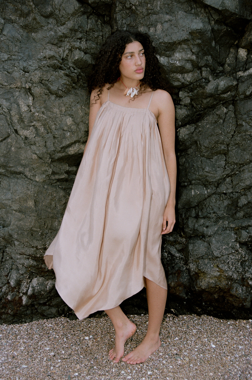 Anaak tretat Handkerchief Dress in Sand Dune Anaak tretat Handkerchief Dress in Sand Dune