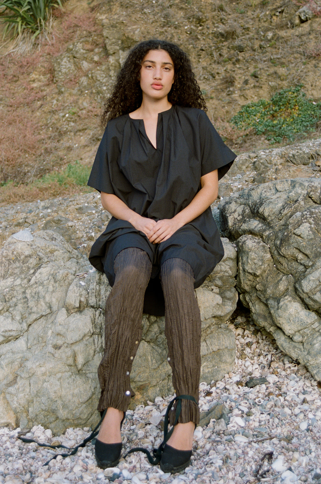 oversized cocoon dress Alembika Liberty Oversized Cocoon Dress, Black Denim Black / 6 (US 16-18)