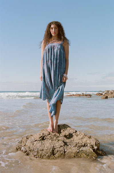 Anaak Deia Batik Handkerchief Dress in Cerulean