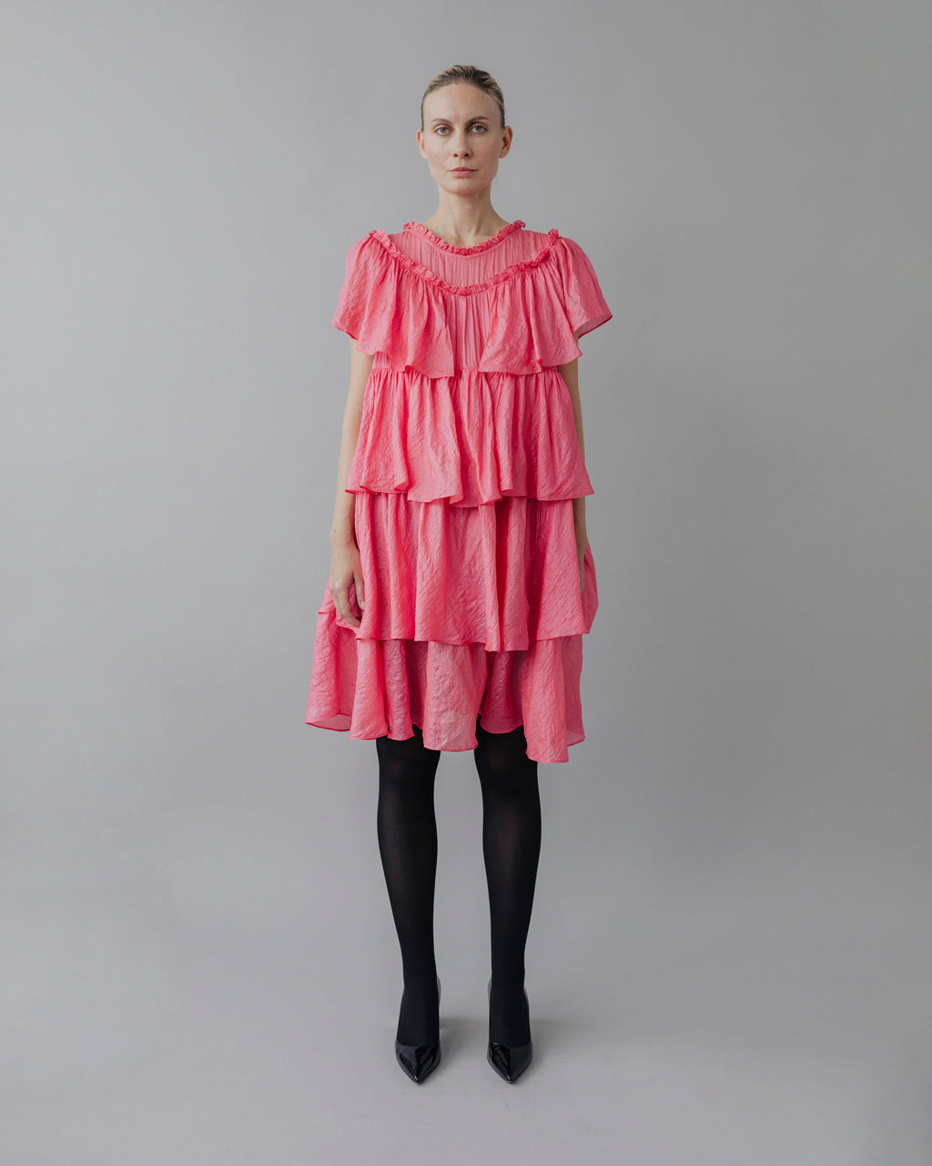 Anaak Yeha Ruffle Mini Dressin Fluoro Pink Anaak Yeha Ruffle Mini Dressin Fluoro Pink