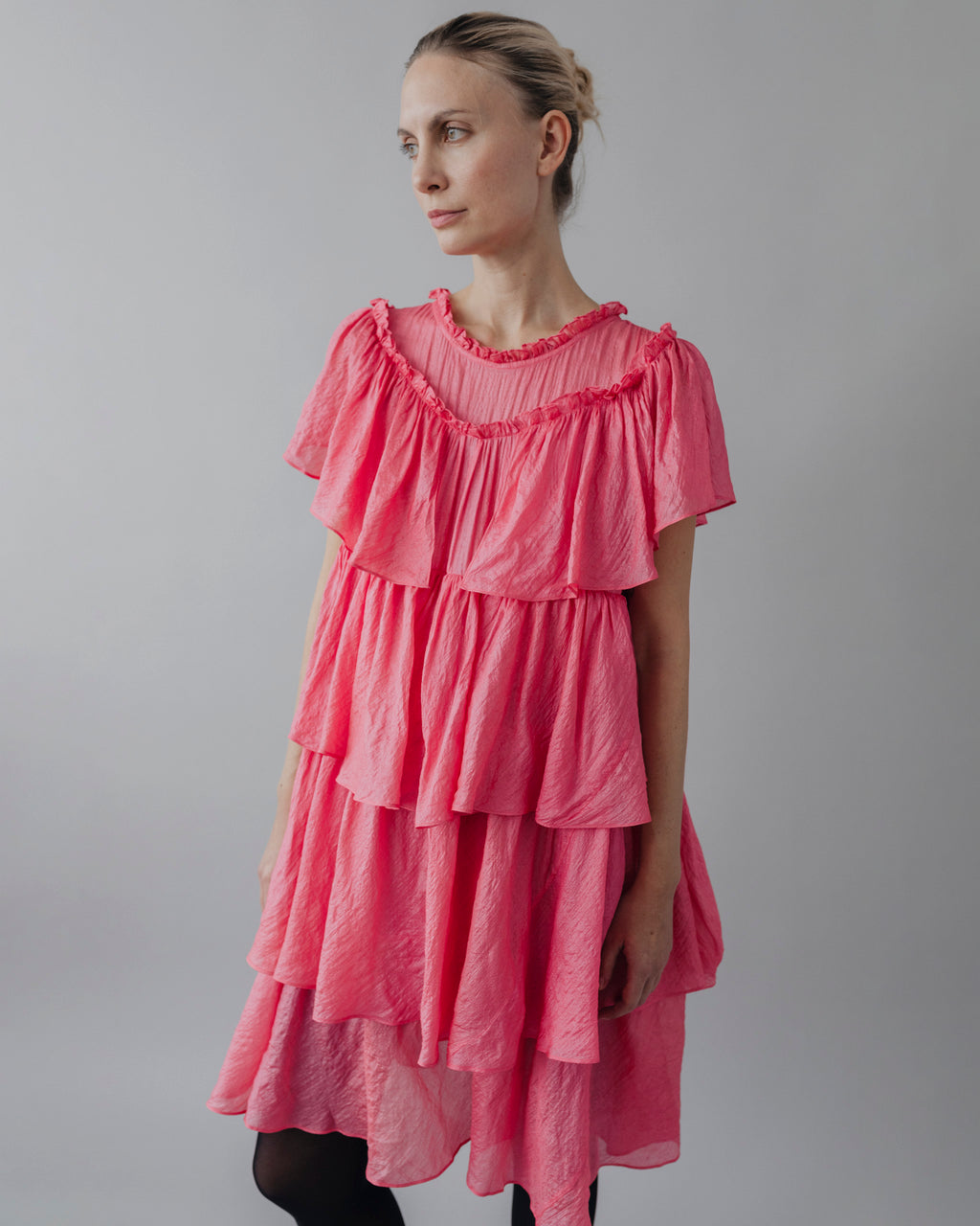 Anaak Yeha Ruffle Mini Dressin Fluoro Pink Anaak Yeha Ruffle Mini Dressin Fluoro Pink