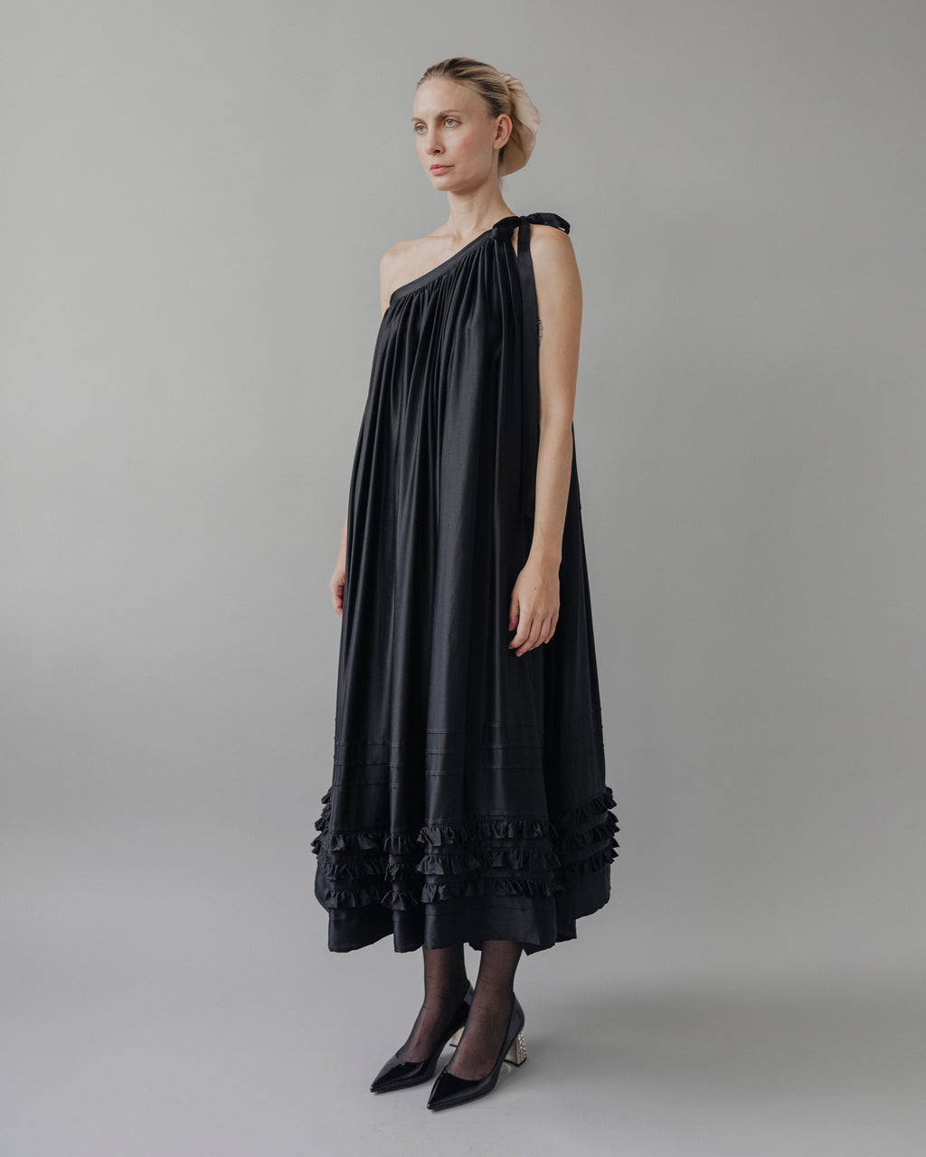Ida One-Shoulder Satin Dress