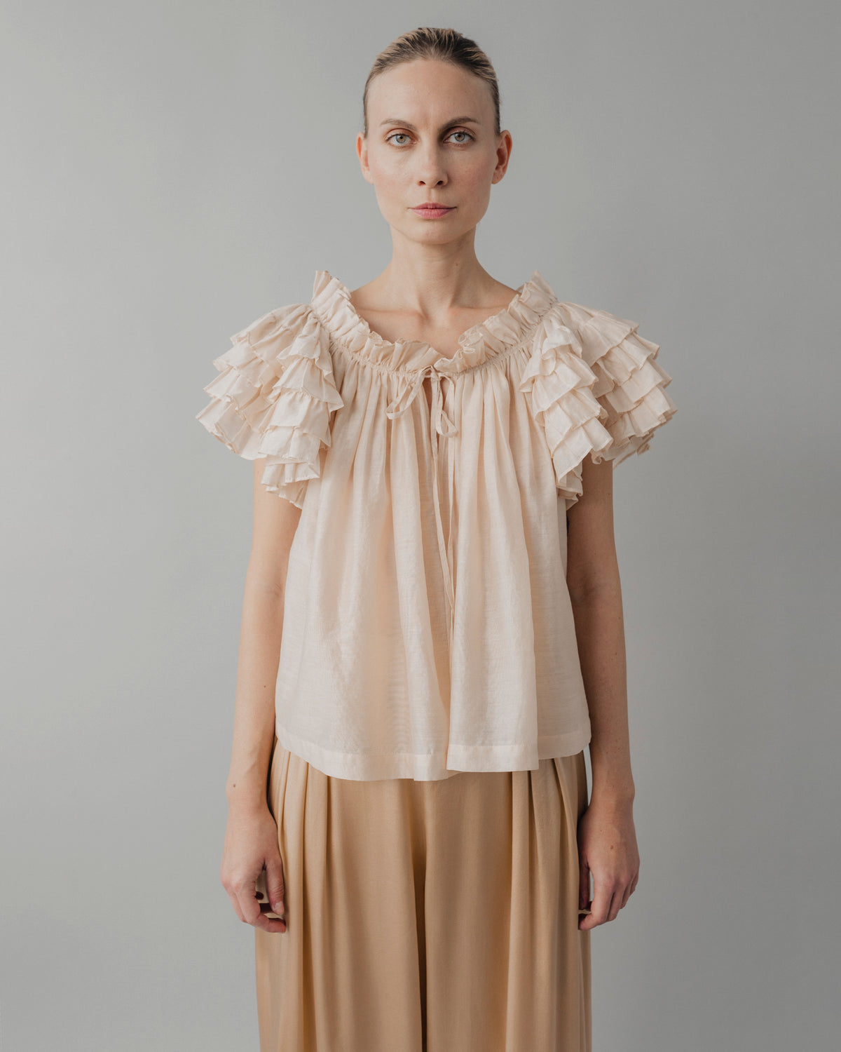 Sophie Short-Sleeve Ruffle Blouse