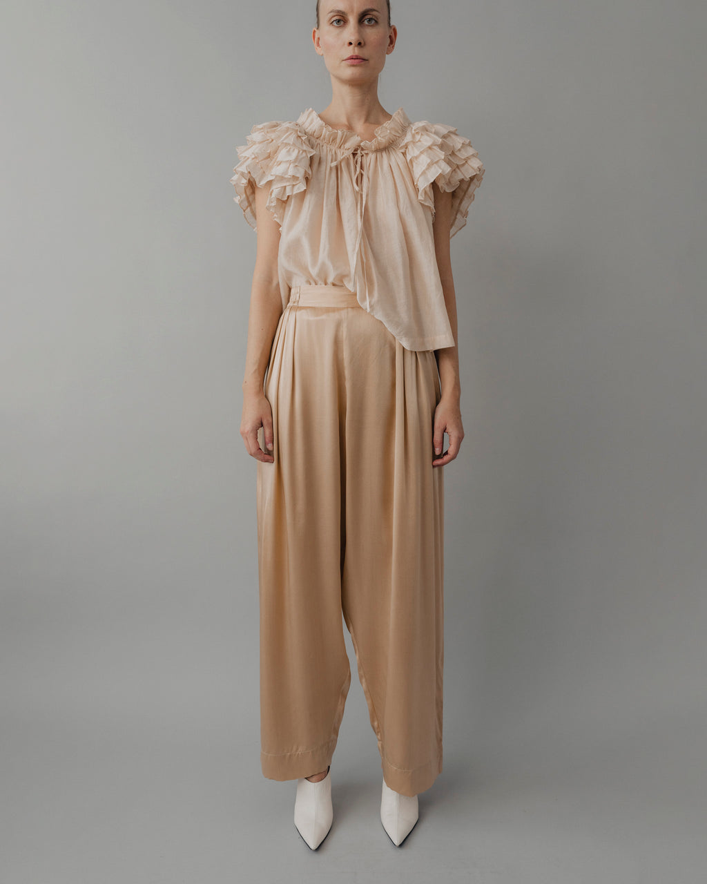 Raj Pleated Satin Pants