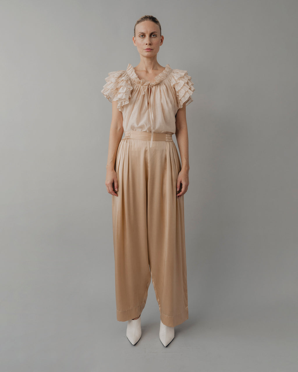 Raj Pleated Satin Pants