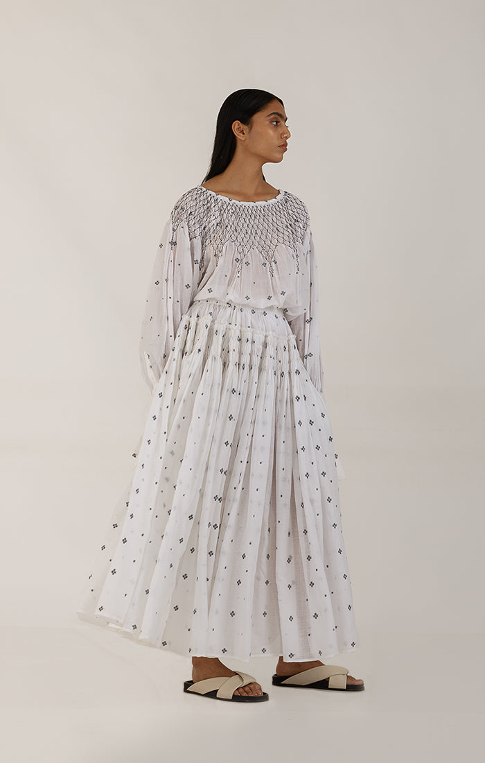 Cecile Smocked Jamdani Blouse