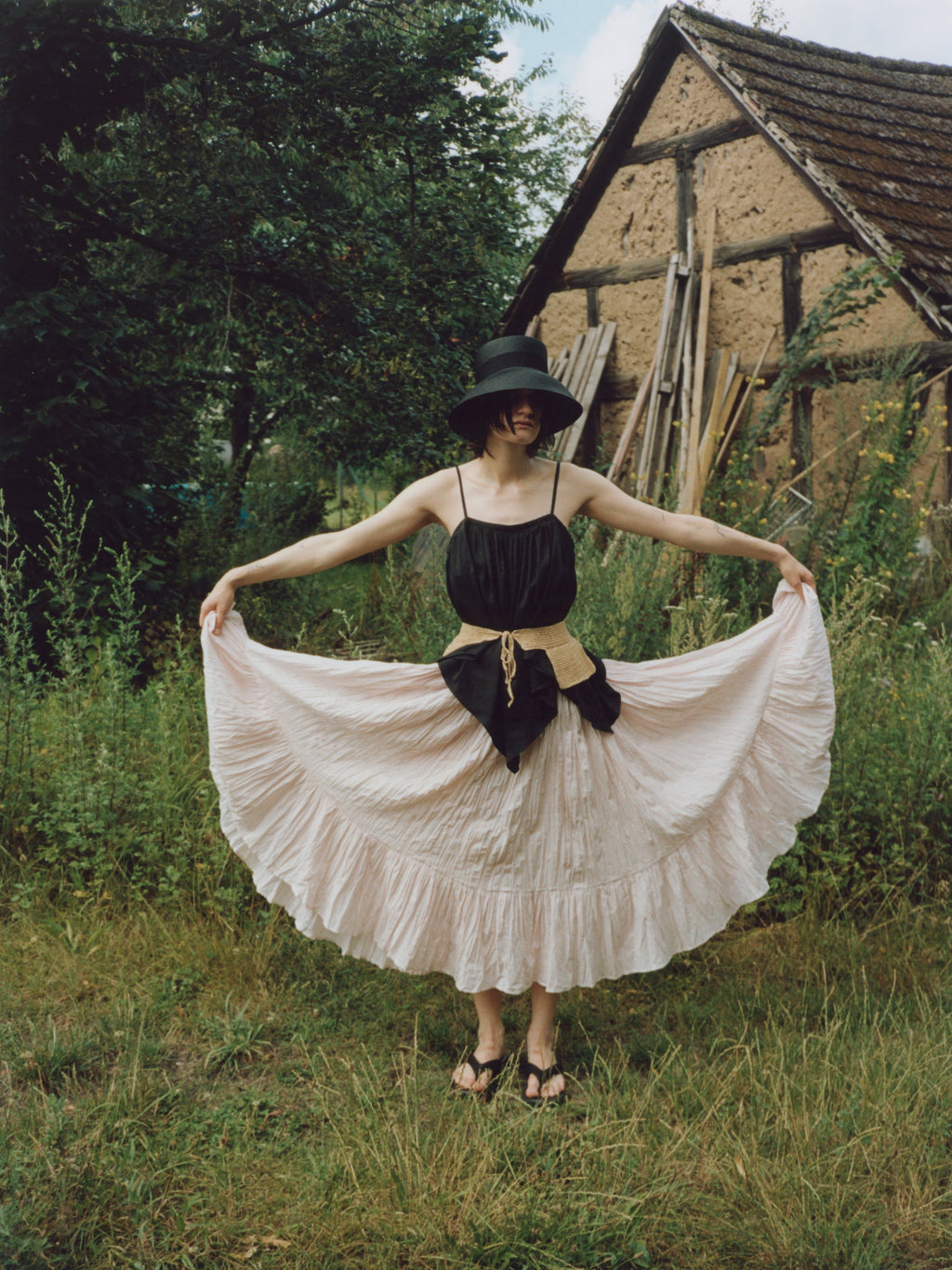 Caen Stripe Pleated Skirt