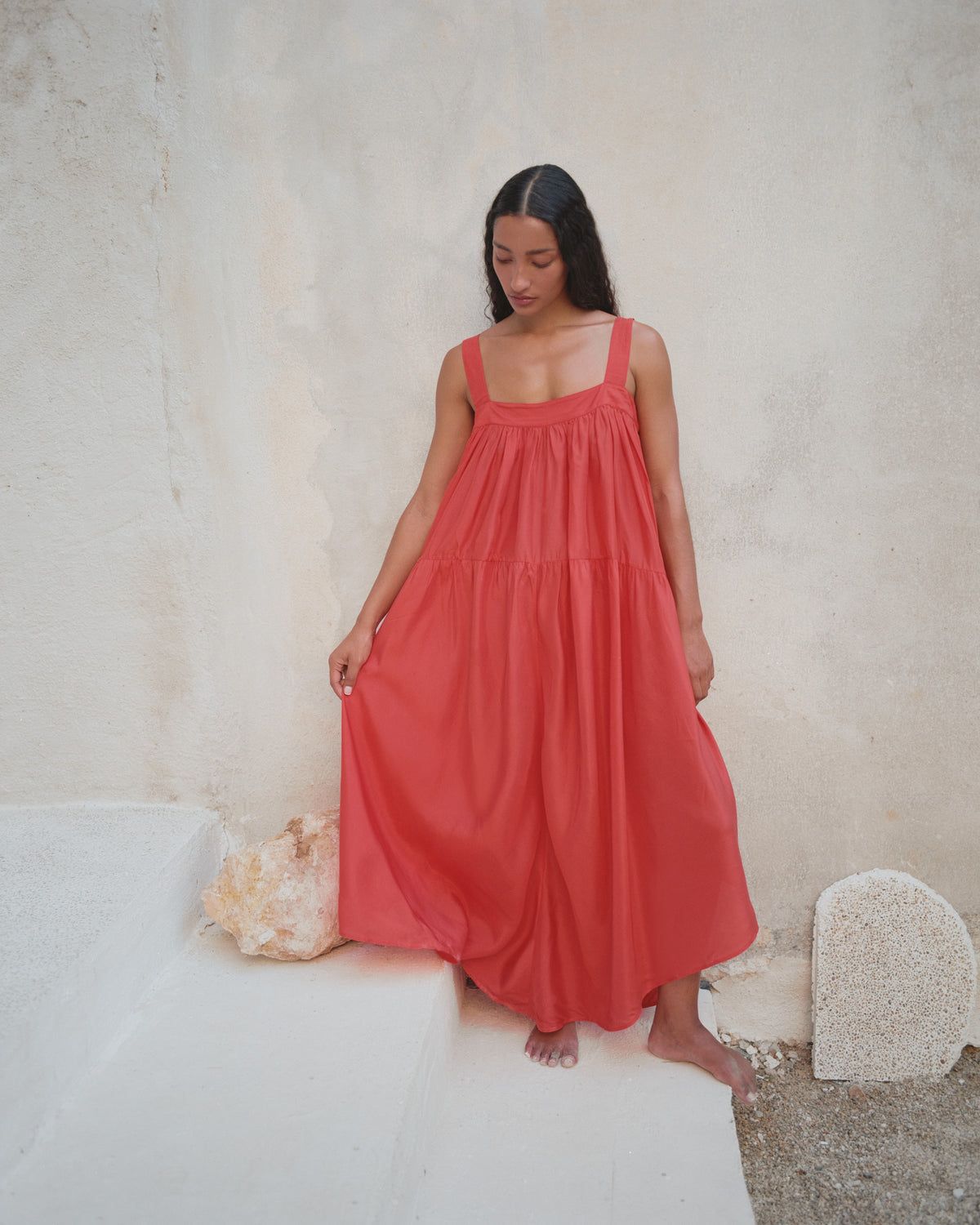 red handkerchief dress Pink Handkerchief Hem Dress