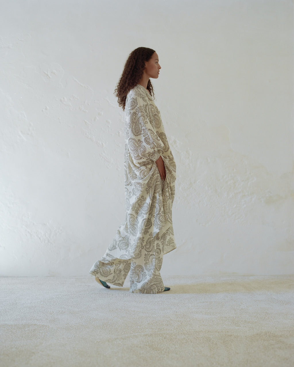 Jhula Long-Sleeve Blockprint Maxi Dress